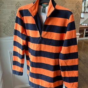 Lauren Ralph | 3/4 Zip Marine Supply LS Pullover Sz Small RL/87 Blue Orange